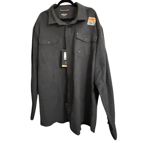 NEW ARIAT Rebar Gray Long Sleeve Work Shirt Mens TALL 2XL NWT